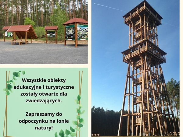 Obiekty turystyczne i edukacyjne Nadleśnictwa Sława Śląska otwarte dla zwiedzających.