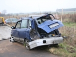 Wypadek samochodowy między Przybyszowem a Sławą
